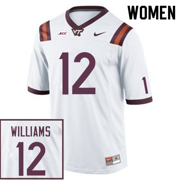 Women #12 Jordan Williams Virginia Tech Hokies College Football Jerseys Sale-White